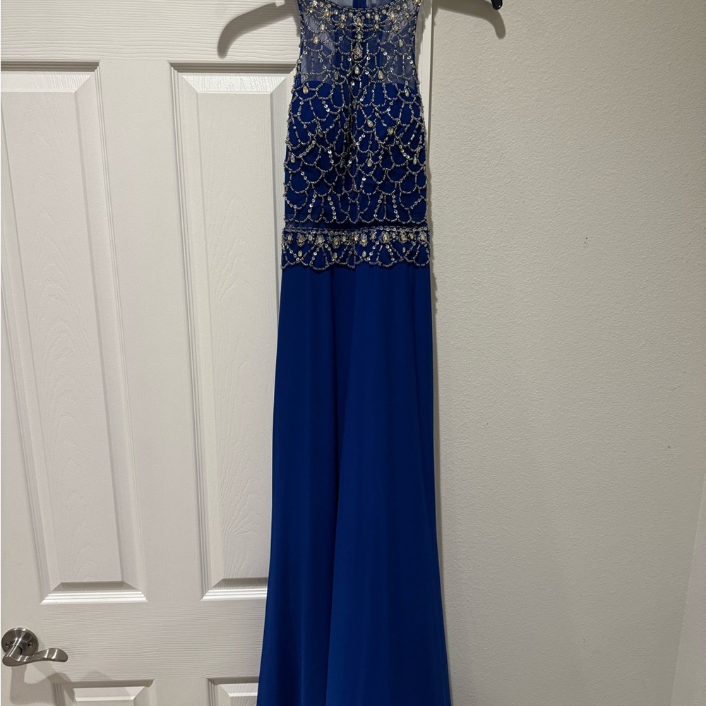 Blondie Nites Royal Blue Beaded Prom Dress